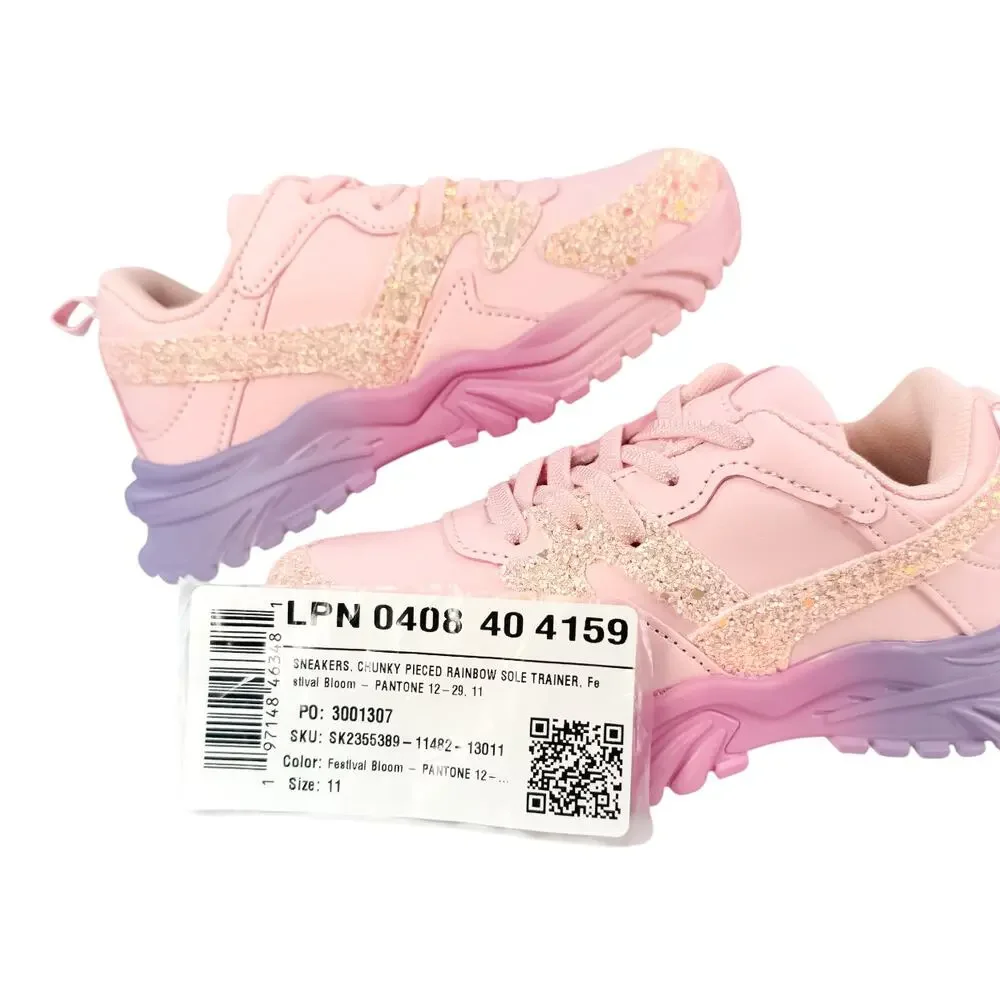 FabKids Pink Ombre Glitter Sneakers Size 10